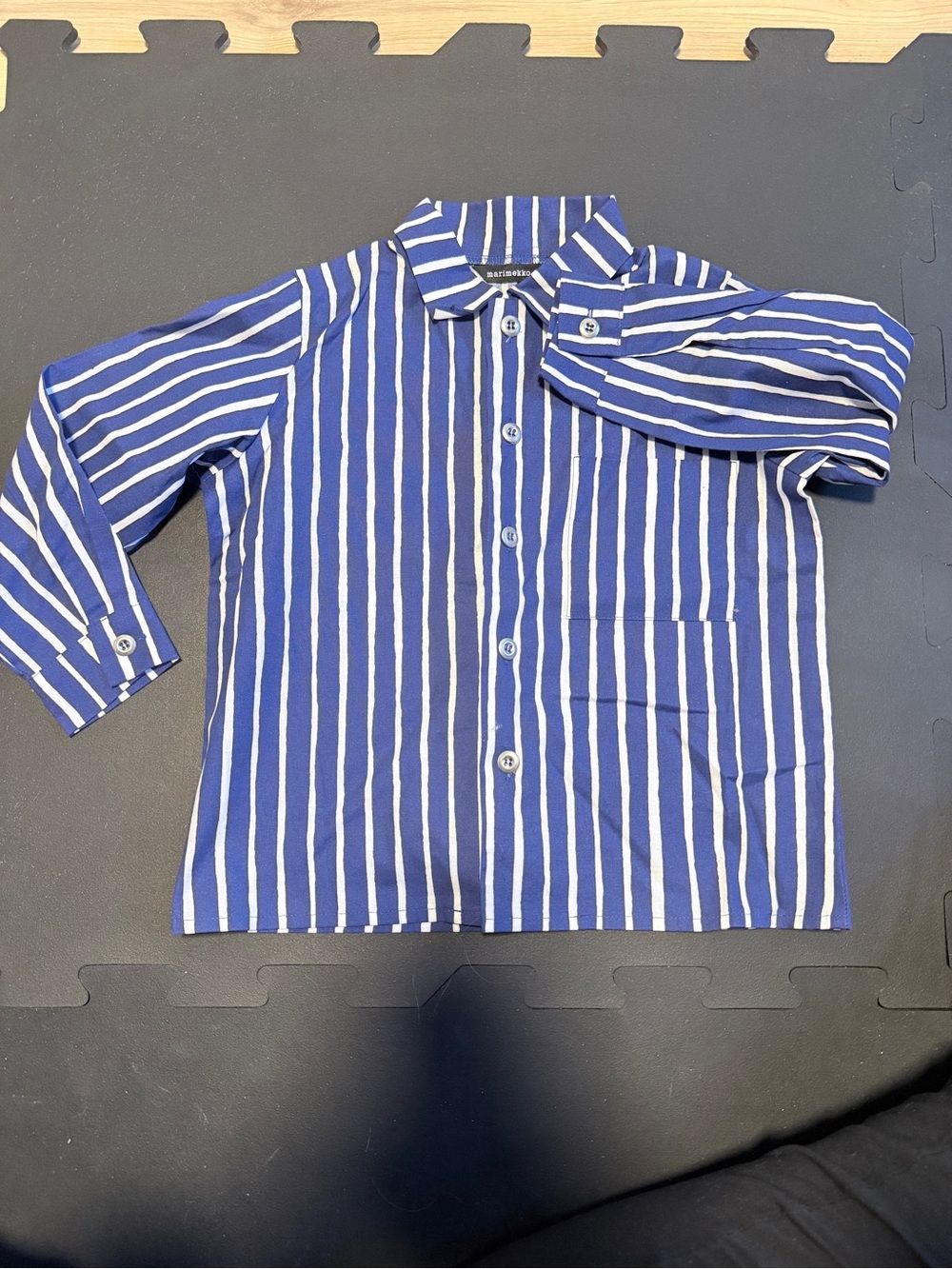 Marimekko Blue & White Striped Button-Down Shirt